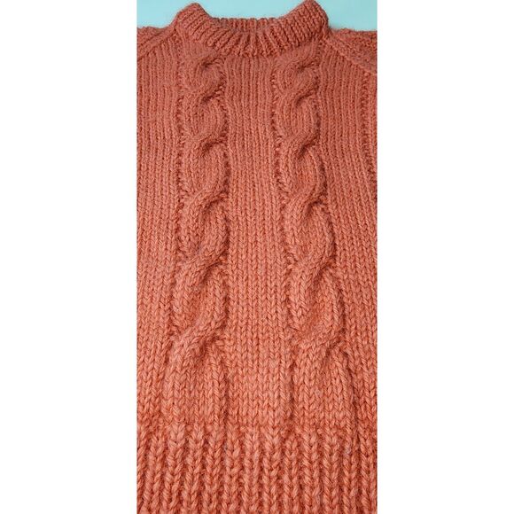 Vintage Women's Coral Cable Knit Wool Fishermans Sweater XS - Picture 4 of 7